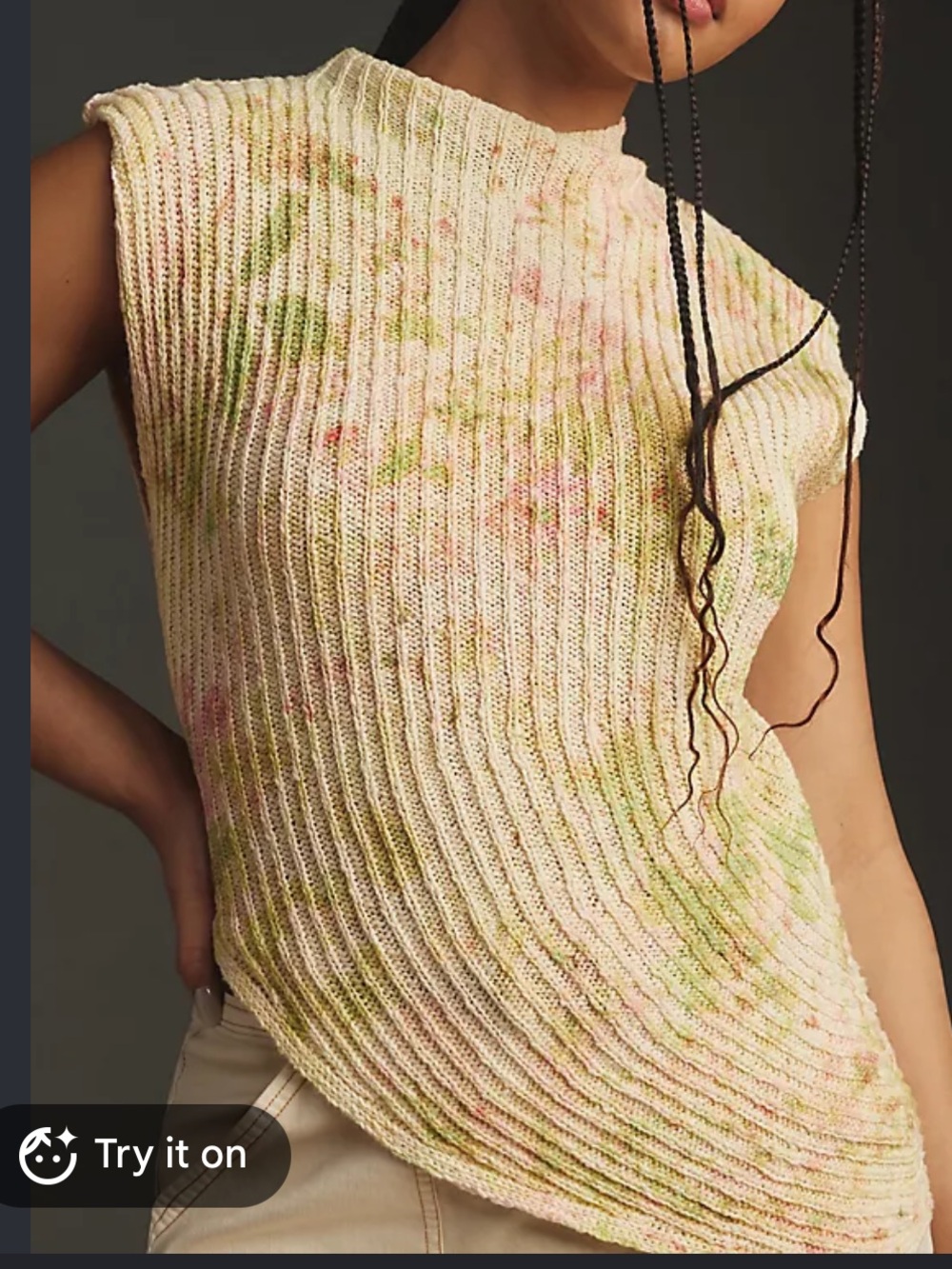 Pilcro Pastel Tie-Dye Ribbed Asymmetrical Tank